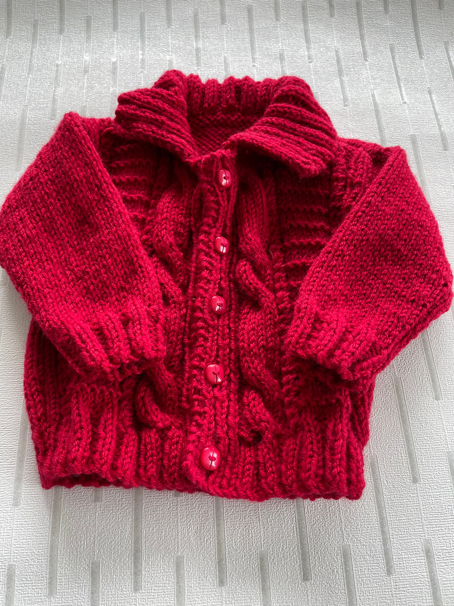 Red cable patterned jacket