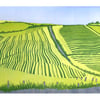 Cutting ley on the Rhins LINO PRINT SCOTTISH LANDSCAPE