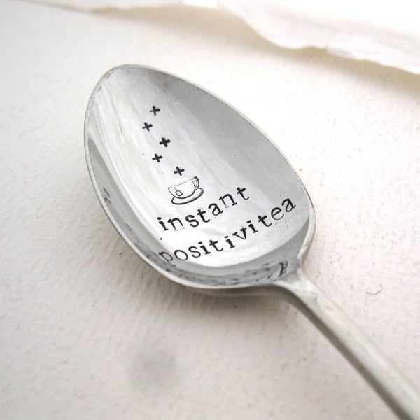 Positiviteaspoon, Handstamped Vintage Spoon