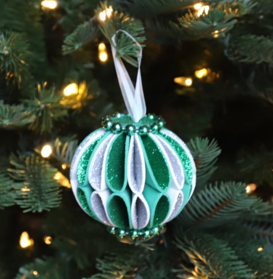 Green and White Bauble