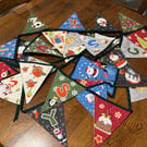 Fabric ‘Merry Christmas’ Banner, Reusable Christmas Bunting with Santa and Frien