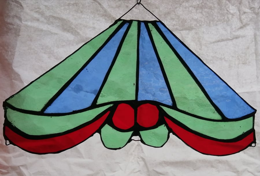 Stained Glass Carousel Top - green and blue stripe 