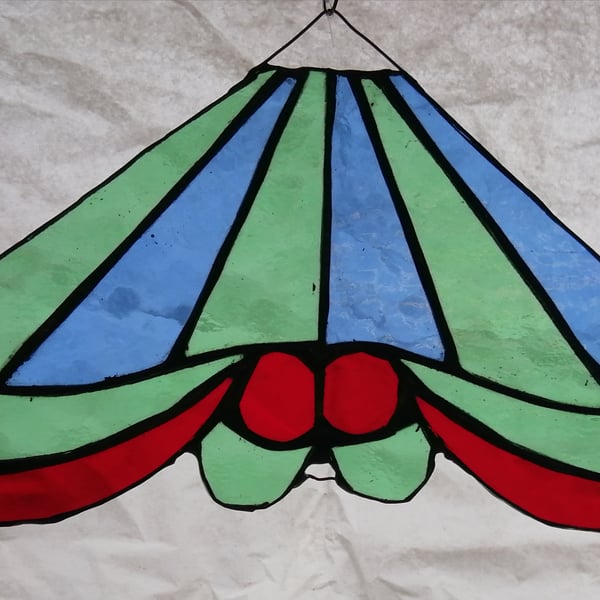 Stained Glass Carousel Top - green and blue stripe 
