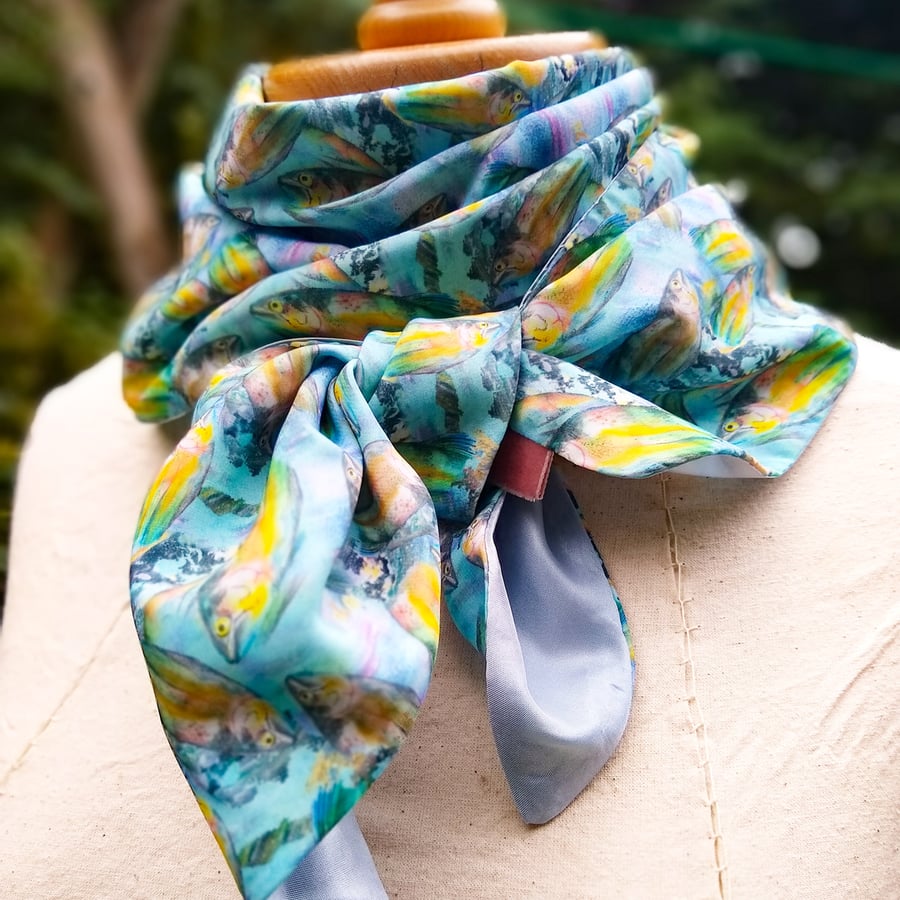 patterned fish design scarf