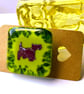 Green Scottie Dog Fused Glass Brooch - facing right