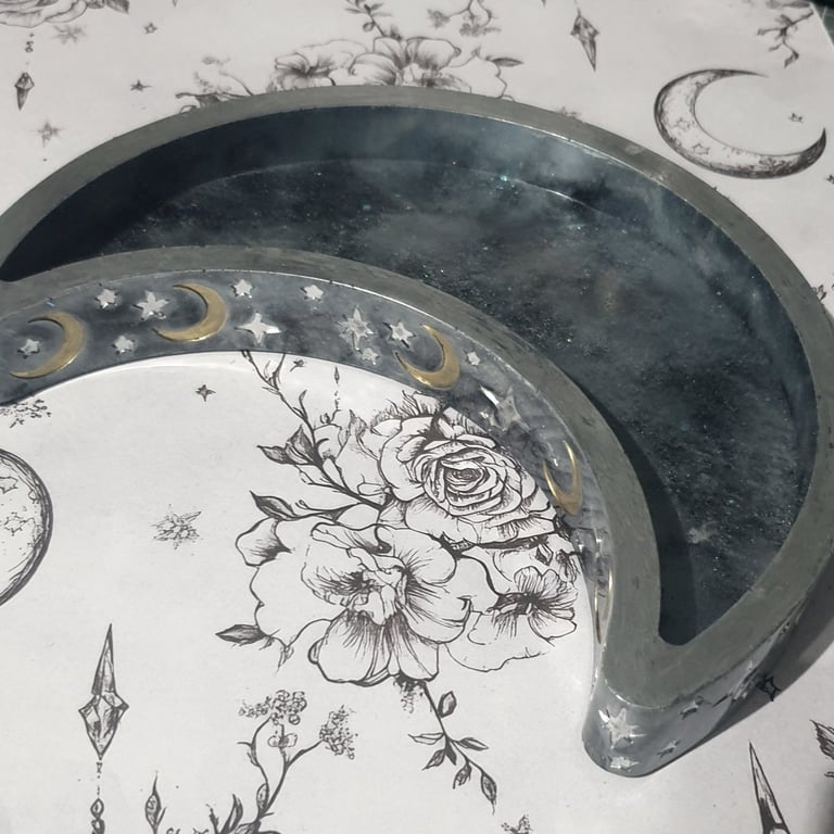 Crescent sparkly Resin Moon Tray 