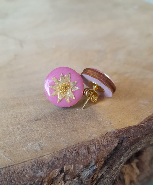 Pink Star Stud Earrings Celestial Jewellery
