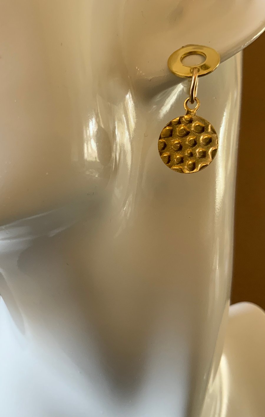 Stainless Steel Gold Colour Disc Earrings 