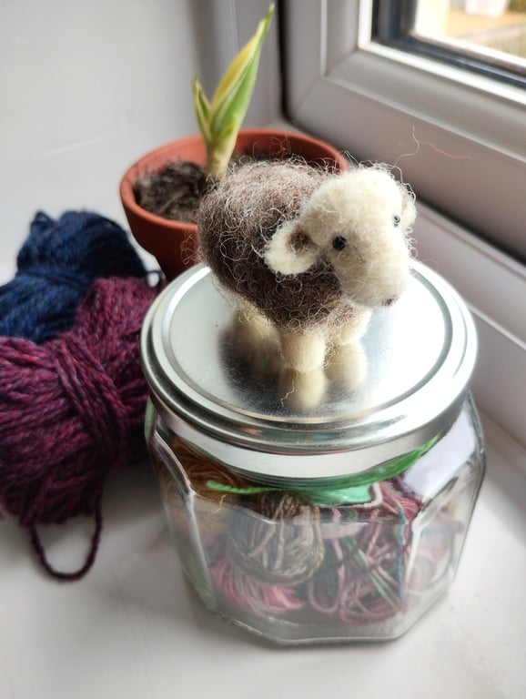 Woollen needle felted sheep sculpture