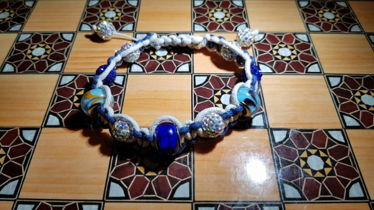 Blue & white shamballa bracelet
