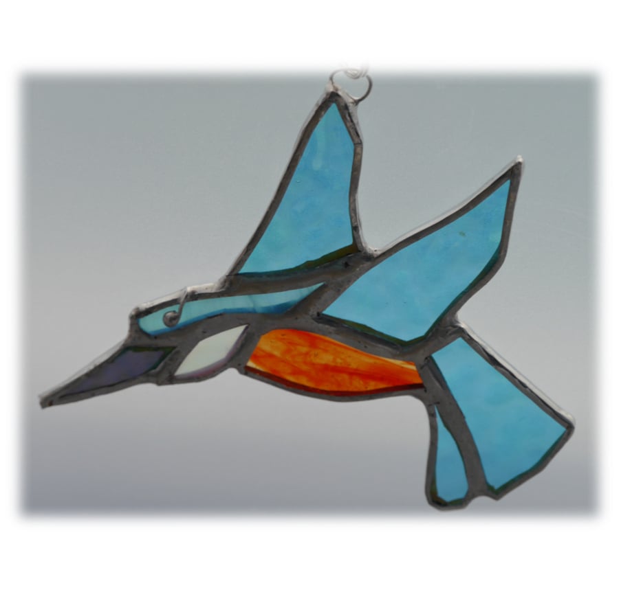 Kingfisher Suncatcher Stained Glass British Bird Handmade 046