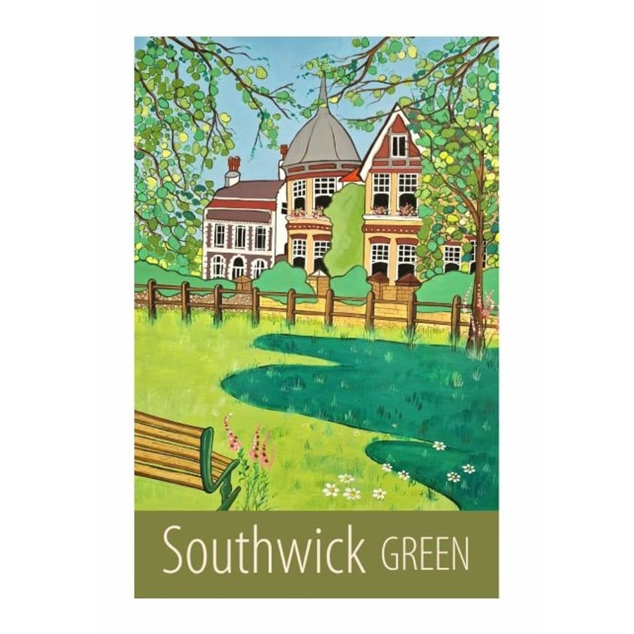 Southwick Green travel poster print by Susie West