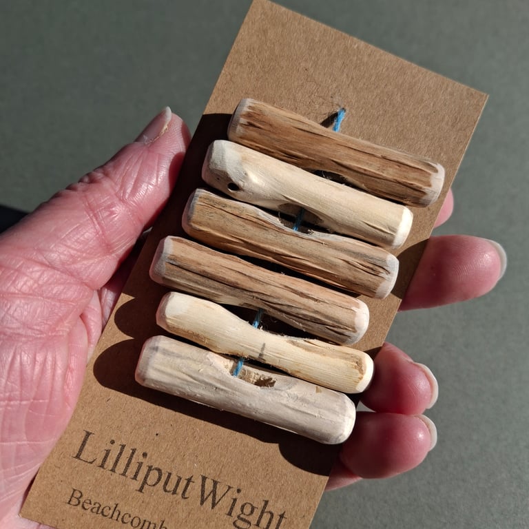 Set of six driftwood toggle buttons with single hole
