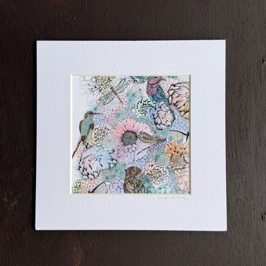 'Secret Garden' 8" x 8" Mounted Print