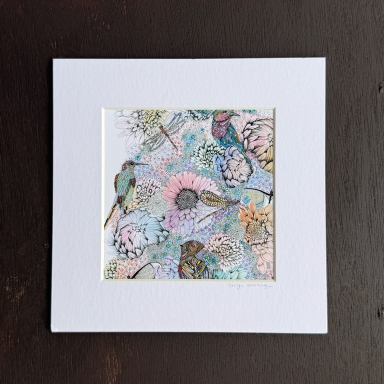 'Secret Garden' 8" x 8" Mounted Print