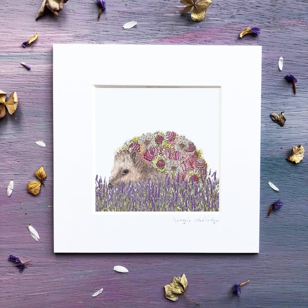 'Amongst The Lavender' 5" x 5" Mounted Print