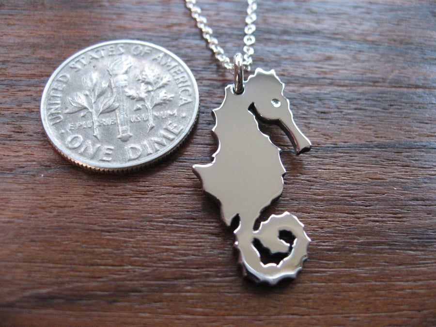 Silver Seahorse Pendant Necklace