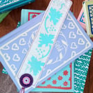 Silkscreen printed bookmark with Dorset button embellishment 