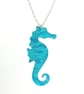Delicate Seahorse necklace in anodised aluminium on a silver chain. - Image 2