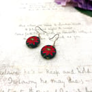 Christmas Poinsettia Drop Earrings - Festive Red Flower Holiday Jewellery