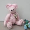 SOLD custom order. Hand sewn embroidered teddy bear, artist bear 