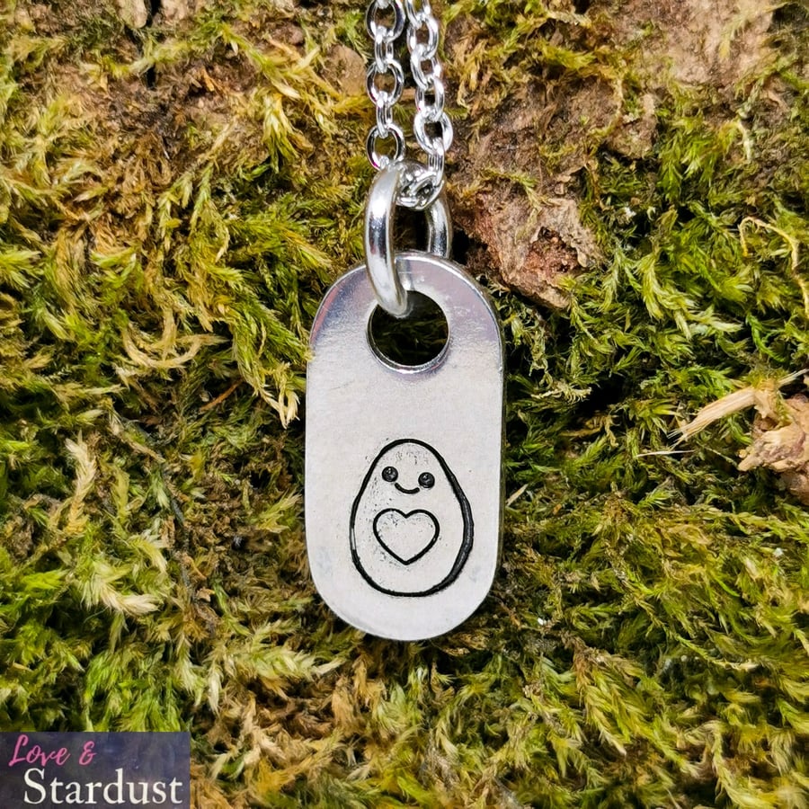 AVOCADO Hand Stamped Pewter Necklace