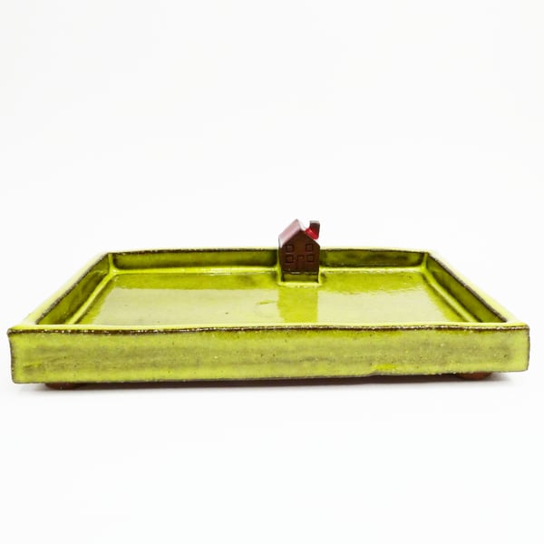 Small ceramic house, trinket dish, change tray