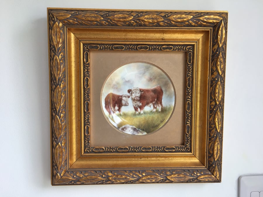 Herefordshire. Handpainted Bone China Coupe Plaque 