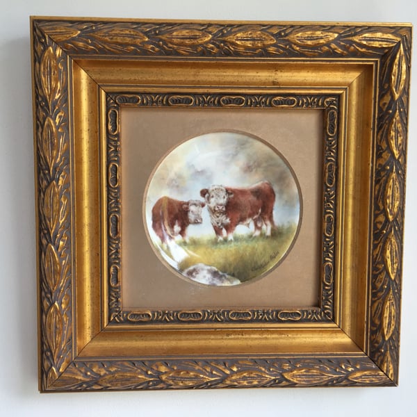 Herefordshire. Handpainted Bone China Coupe Plaque 