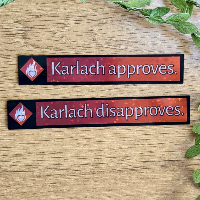 Karlach Approves Disapproves Sticker Set - Holographic Vinyl RPG Decals