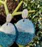 GLITTER CIRCLE EARRINGS giant art deco statement cool disco gift for her - Image 9