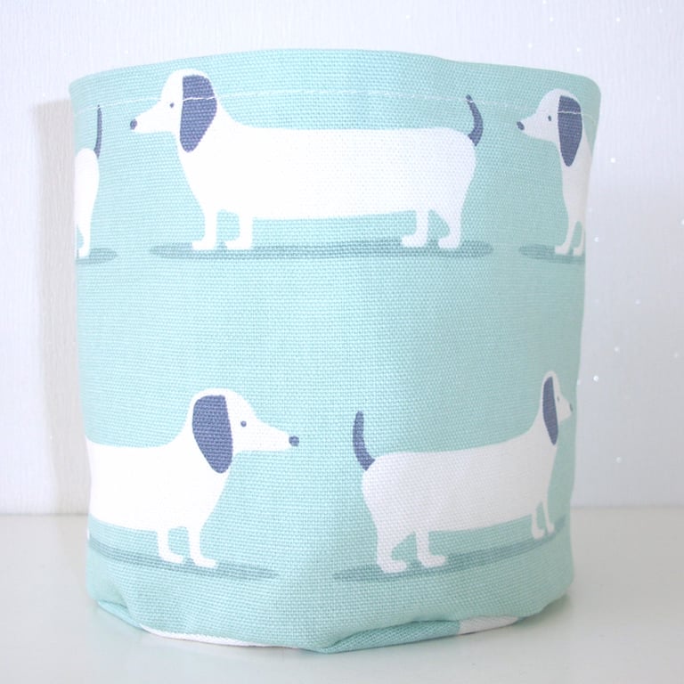 Toilet Roll Basket Storage Pot Holder Dachshund Bathroom Loo Kitchen Dog Tidy