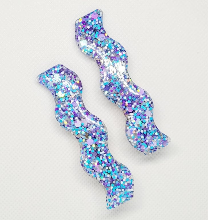 Blue Confetti Hair Clips Hair Accessories Festival Sparkly Wavy Summer