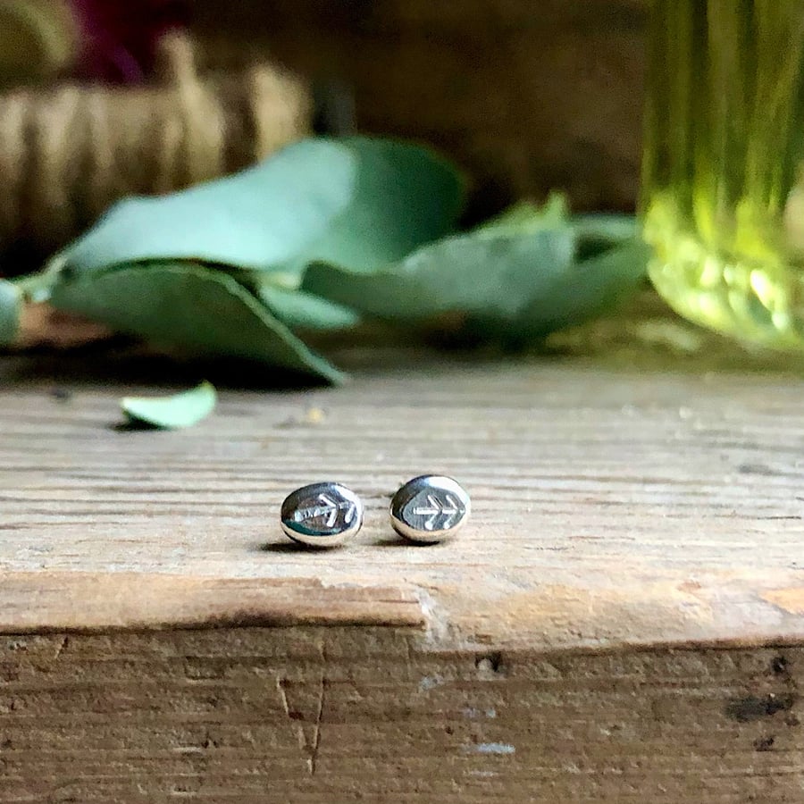 Tiny Sterling Silver Leaf Stud Earrings