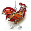 Cockerel Suncatcher Stained Glass chicken 035 Red