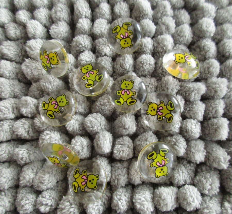 10 Clear Shank Teddy Buttons