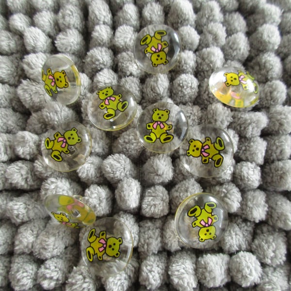 10 Clear Shank Teddy Buttons