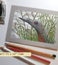 Red-Throated Diver bird portrait.  small bird drawing, original art gift - Image 8