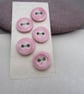 5 Small Round Shell Pink Ceramic Buttons