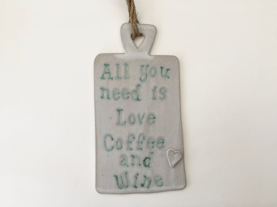 Handmade Ceramic novelty hanging board, home decor, gift idea, cafe, 