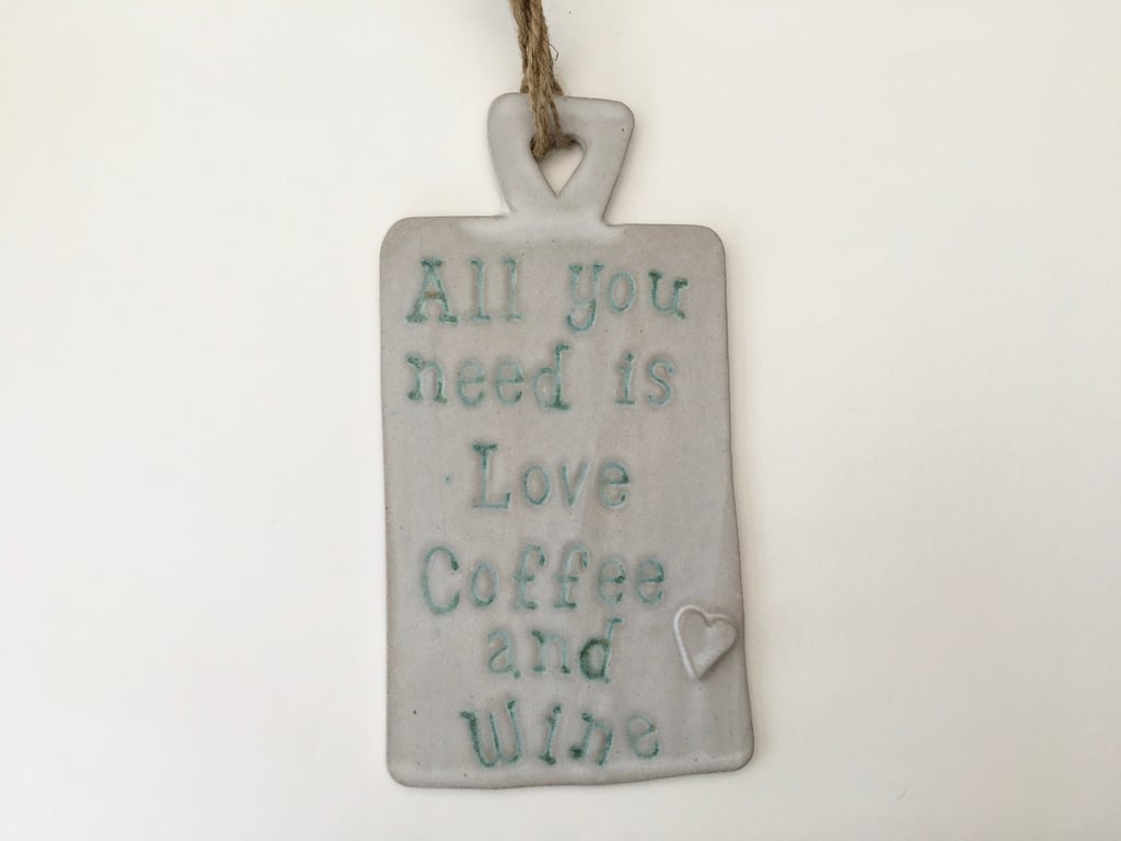 Handmade Ceramic novelty hanging board, home decor, gift idea, cafe, 