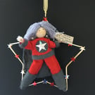 Superhero Hanging Star Decoration, Red And Grey