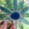 Stained Glass Daisy Suncatcher Handmade Hanging Decoration - Pale Blue and Green