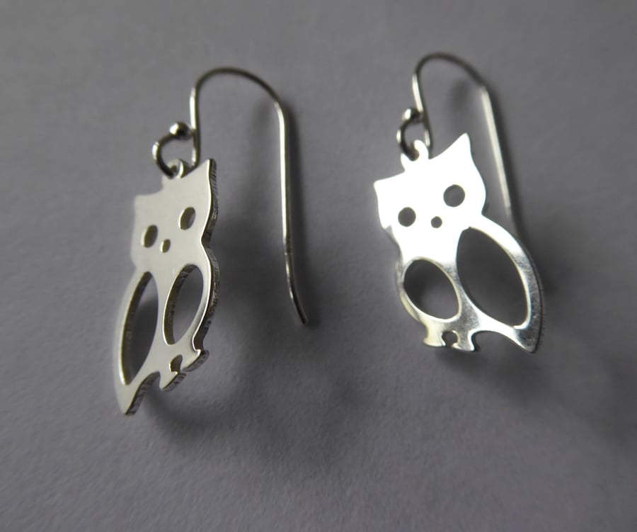 Sterling Silver Owl Earrings