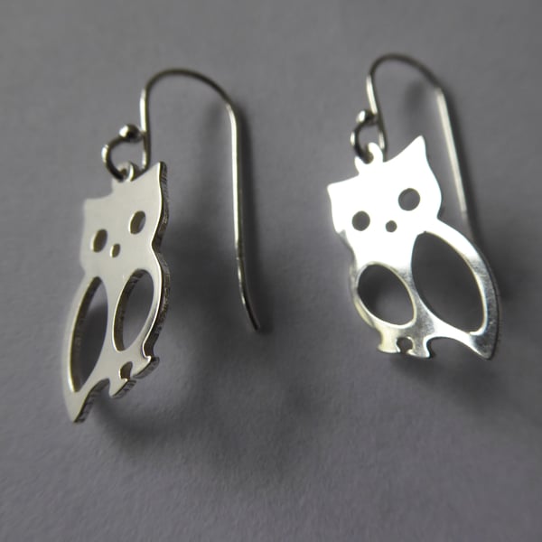 Sterling Silver Owl Earrings