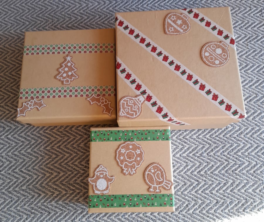 Set of 3 christmas gift boxes 