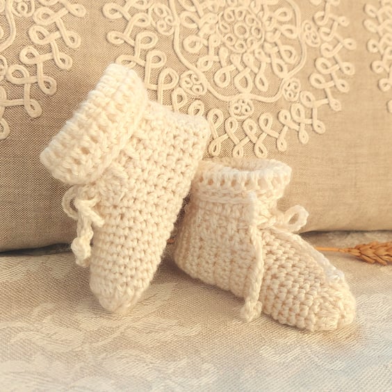Soft Baby Booties, eco-friendly lyocell and wool, Elements Collection 0-3 months