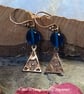 Copper Drop Earrings with Blue Beads - Image 1