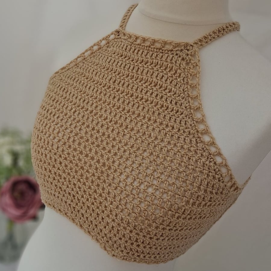 Handmade crochet ladies cropped strappy top 