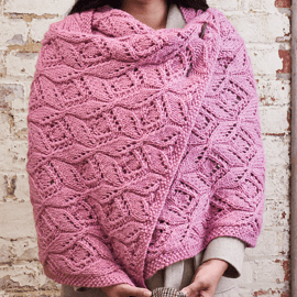 Chunky Lace Wrap Knitting Pattern - Cyclamen